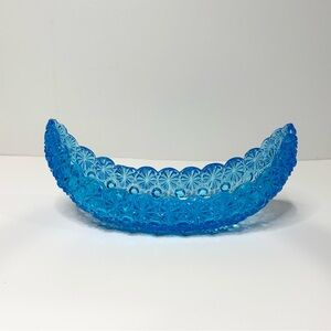 Circa 1884 EAPG Hobbs Brockunier  Aquamarine Glass Crescent Relish Dish